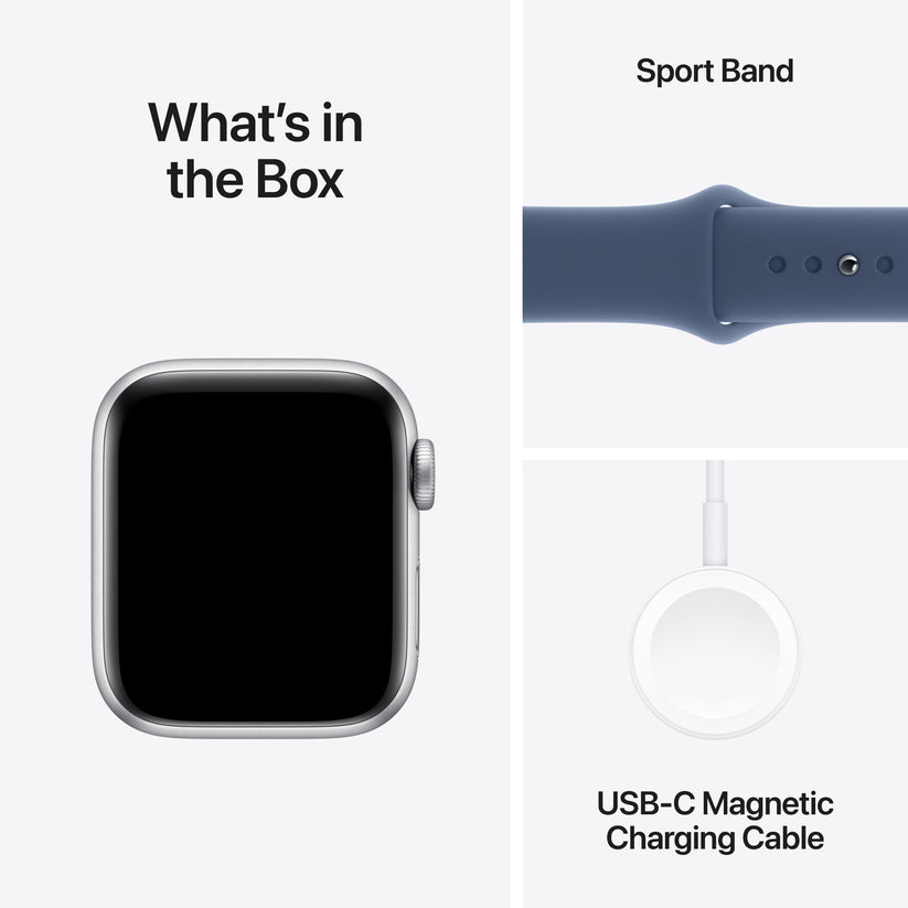 Apple Watch SE: GPS, 40mm, ohišje iz aluminija v srebrni barvi, pašček Sport Band v denim barvi - S/M - iSTYLE SI