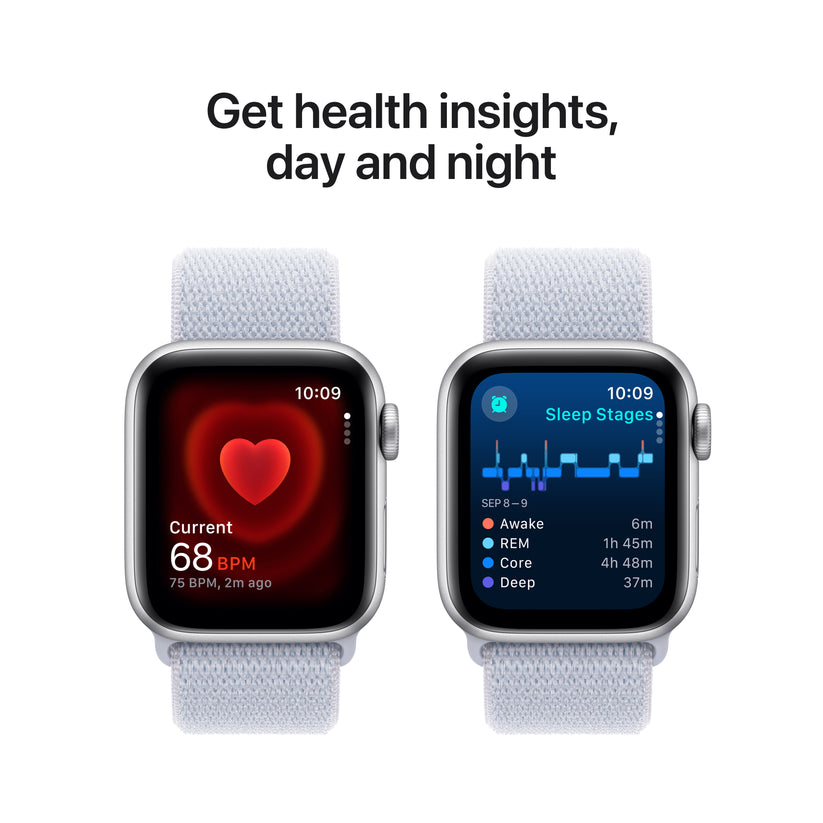 Apple Watch SE: GPS, 40mm, ohišje iz aluminija v srebrni barvi, pašček Sport Loop v barvi modrega oblaka - One Size - iSTYLE SI