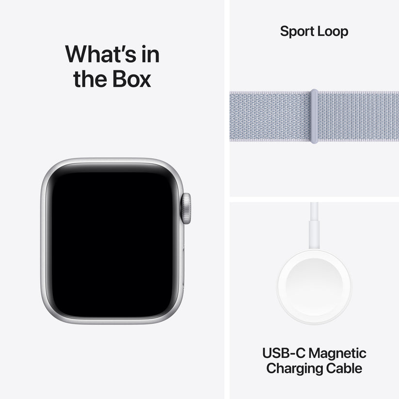 Apple Watch SE: GPS, 40mm, ohišje iz aluminija v srebrni barvi, pašček Sport Loop v barvi modrega oblaka - One Size - iSTYLE SI