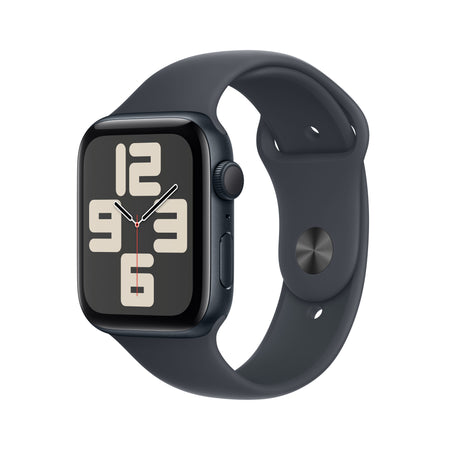 Apple Watch SE: GPS, 44mm, ohišje iz aluminija v polnočni barvi, pašček Sport Band v polnočni barvi - S/M