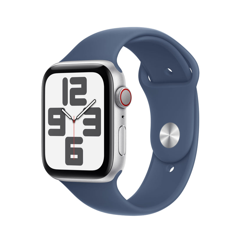 Apple Watch SE GPS + Cellular 44mm Silver Aluminium Case with Denim Sport Band - S/M - iSTYLE SI