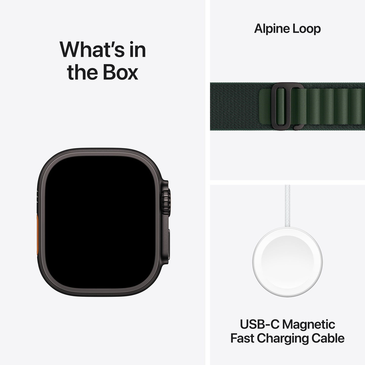 Apple Watch Ultra 2: GPS + Cellular, 49mm, ohišje iz titana v črni titan barvi, pašček Alpine Loop v temno zeleni barvi - M - iSTYLE SI