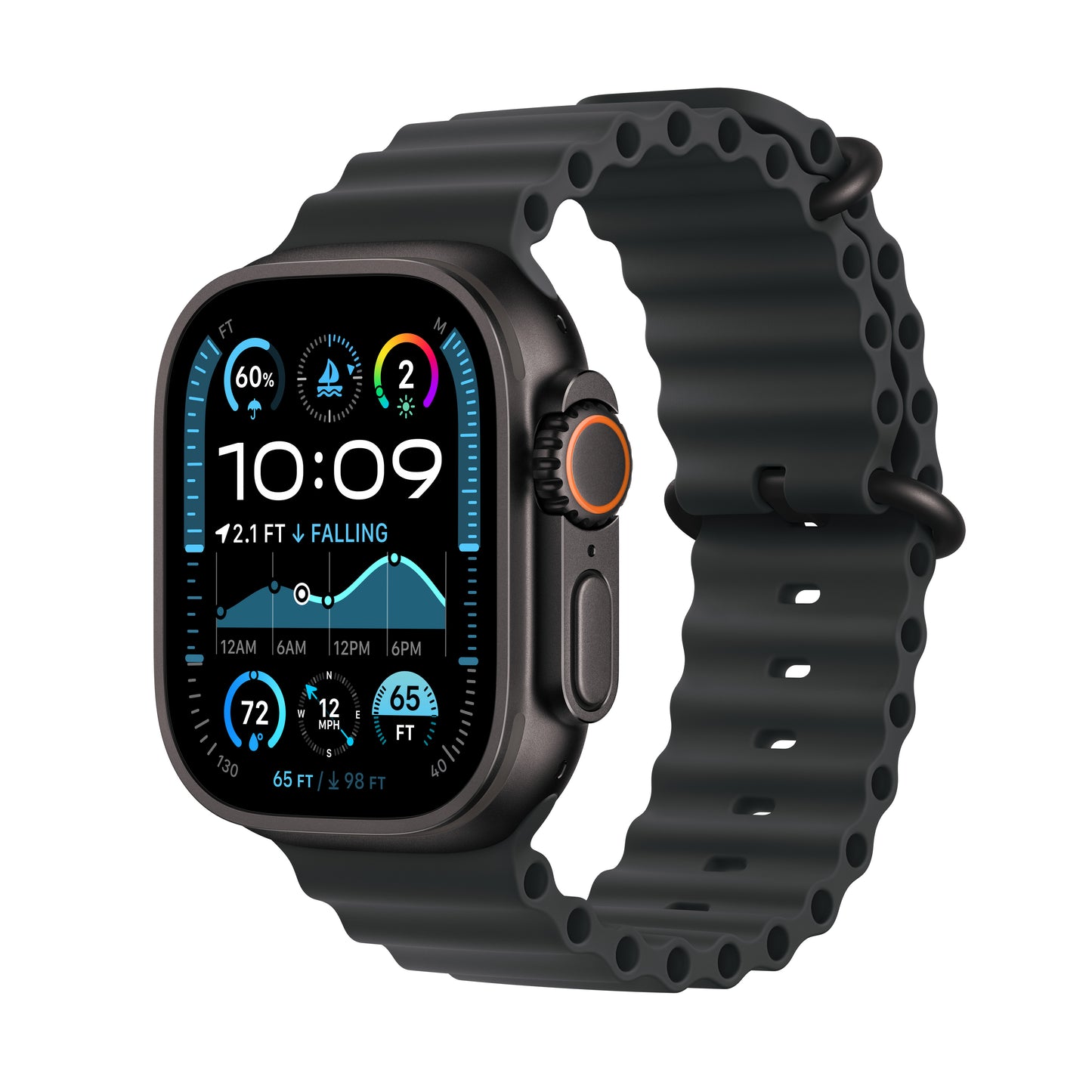 Apple Watch Ultra 2: GPS + Cellular, 49mm, ohišje iz titana v črni titan barvi, pašček Ocean Band v črni barvi - iSTYLE SI