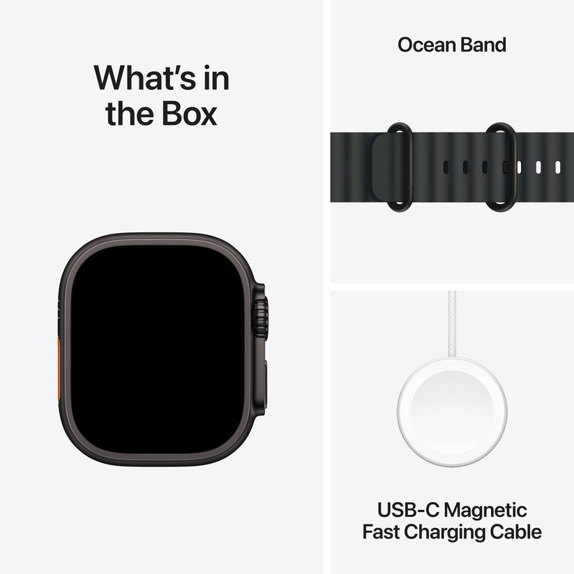 Apple Watch Ultra 2: GPS + Cellular, 49mm, ohišje iz titana v črni titan barvi, pašček Ocean Band v črni barvi - iSTYLE SI