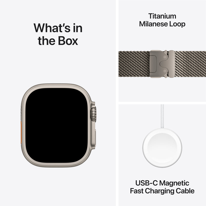Apple Watch Ultra 2: GPS + Cellular, 49mm, ohišje iz titana v naravni titan barvi, pašček Milanese Loop iz titana v naravni titan barvi - Large - iSTYLE SI