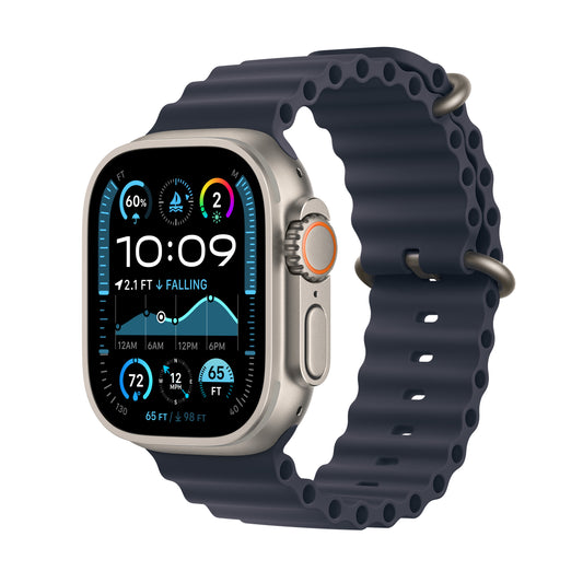Apple Watch Ultra 2: GPS + Cellular, 49mm, ohišje iz titana v naravni titan barvi, pašček Ocean Band v morsko modri barvi - iSTYLE SI