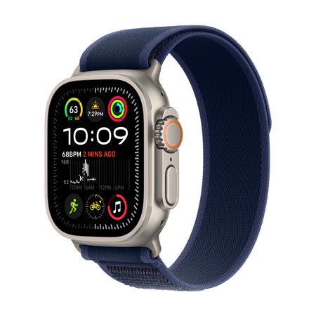 Apple Watch Ultra 2: GPS + Cellular, 49mm, ohišje iz titana v naravni titan barvi, pašček Trail Loop v modri barvi - M/L