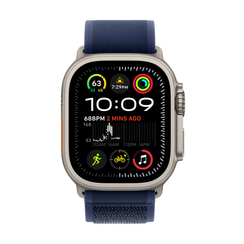 Apple Watch Ultra 2: GPS + Cellular, 49mm, ohišje iz titana v naravni titan barvi, pašček Trail Loop v modri barvi - S/M - iSTYLE SI