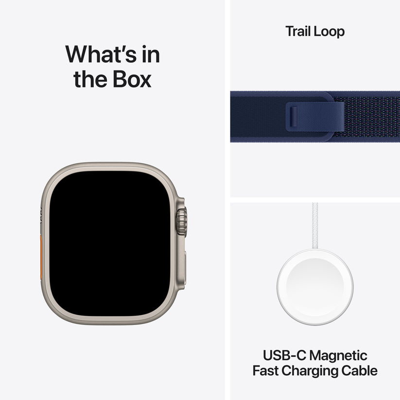 Apple Watch Ultra 2: GPS + Cellular, 49mm, ohišje iz titana v naravni titan barvi, pašček Trail Loop v modri barvi - S/M - iSTYLE SI