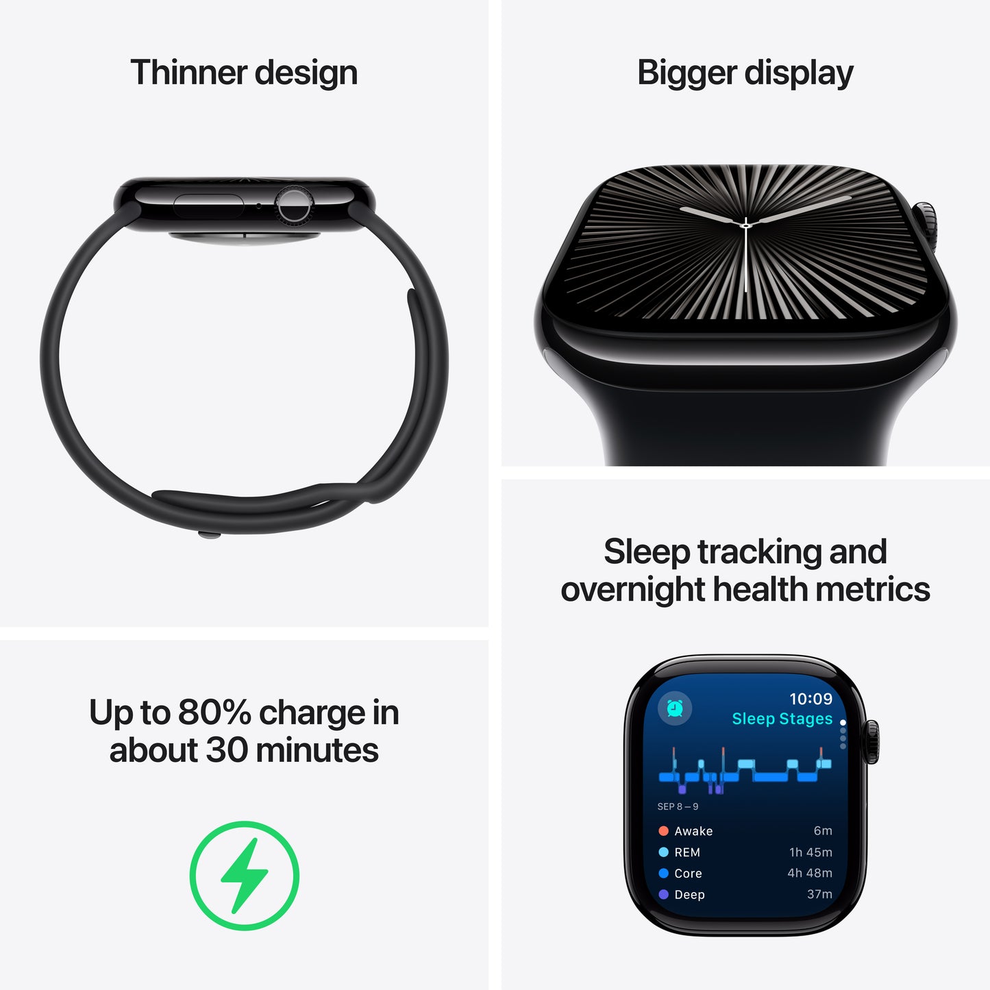Apple Watch Series 10: GPS, 42mm, ohišje iz aluminija v srebrni barvi, pašček Sport Loop v barvi modrega oblaka - iSTYLE SI