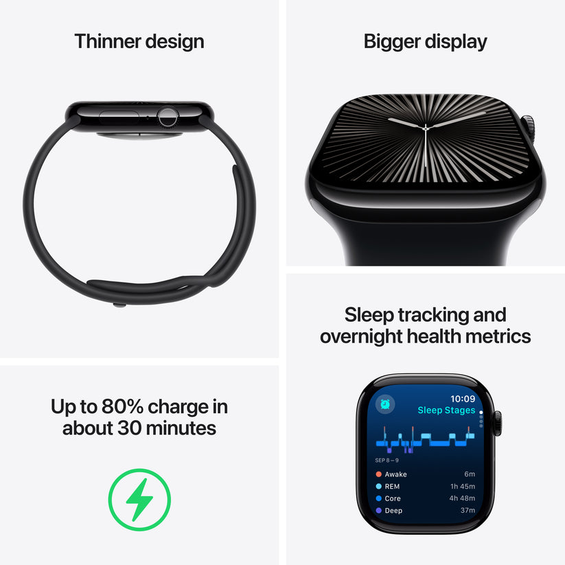 Apple Watch Series 10: GPS, 42mm, ohišje iz aluminija v srebrni barvi, pašček Sport Loop v barvi modrega oblaka - iSTYLE SI