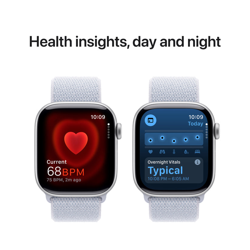 Apple Watch Series 10: GPS, 42mm, ohišje iz aluminija v srebrni barvi, pašček Sport Loop v barvi modrega oblaka - iSTYLE SI