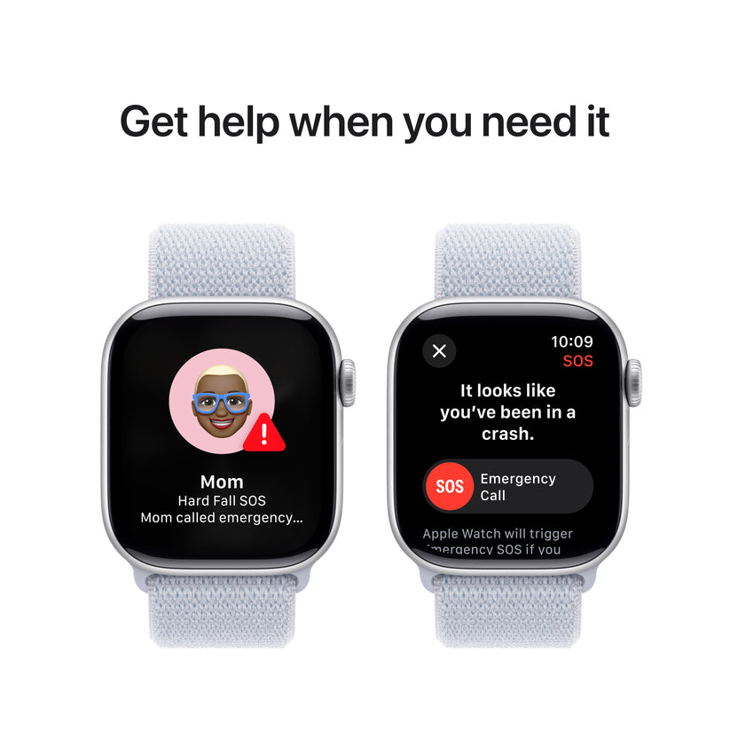 Apple Watch Series 10: GPS, 42mm, ohišje iz aluminija v srebrni barvi, pašček Sport Loop v barvi modrega oblaka - iSTYLE SI