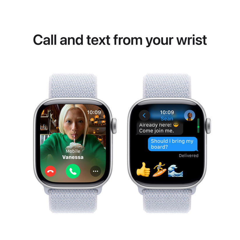 Apple Watch Series 10: GPS, 42mm, ohišje iz aluminija v srebrni barvi, pašček Sport Loop v barvi modrega oblaka - iSTYLE SI