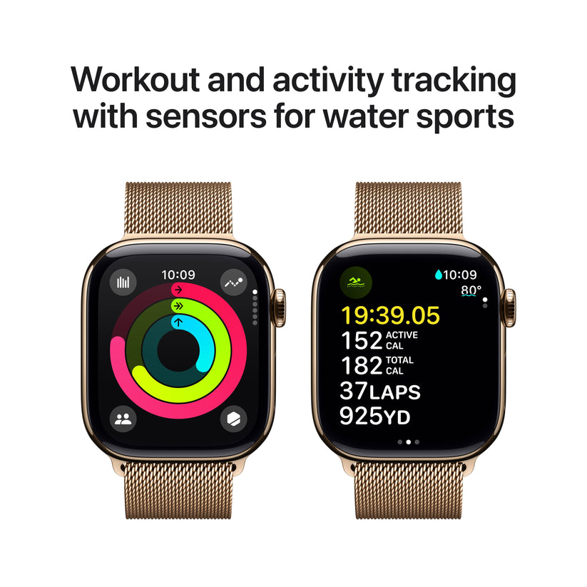 Apple Watch Series 10 GPS + Cellular 42mm Gold Titanium Case with Gold Milanese Loop - iSTYLE SI