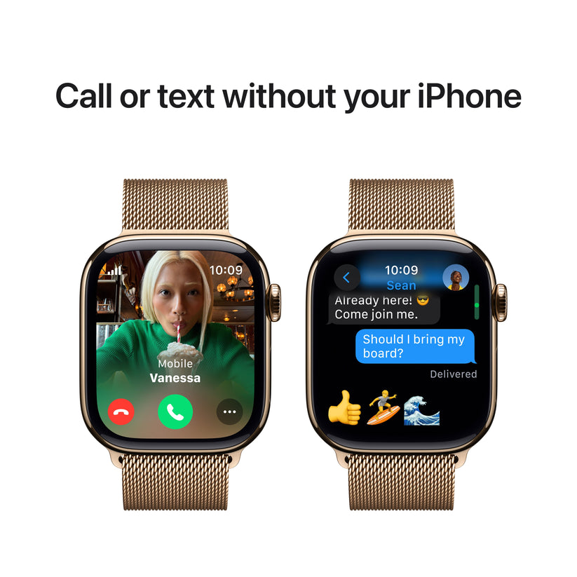 Apple Watch Series 10 GPS + Cellular 42mm Gold Titanium Case with Gold Milanese Loop - iSTYLE SI