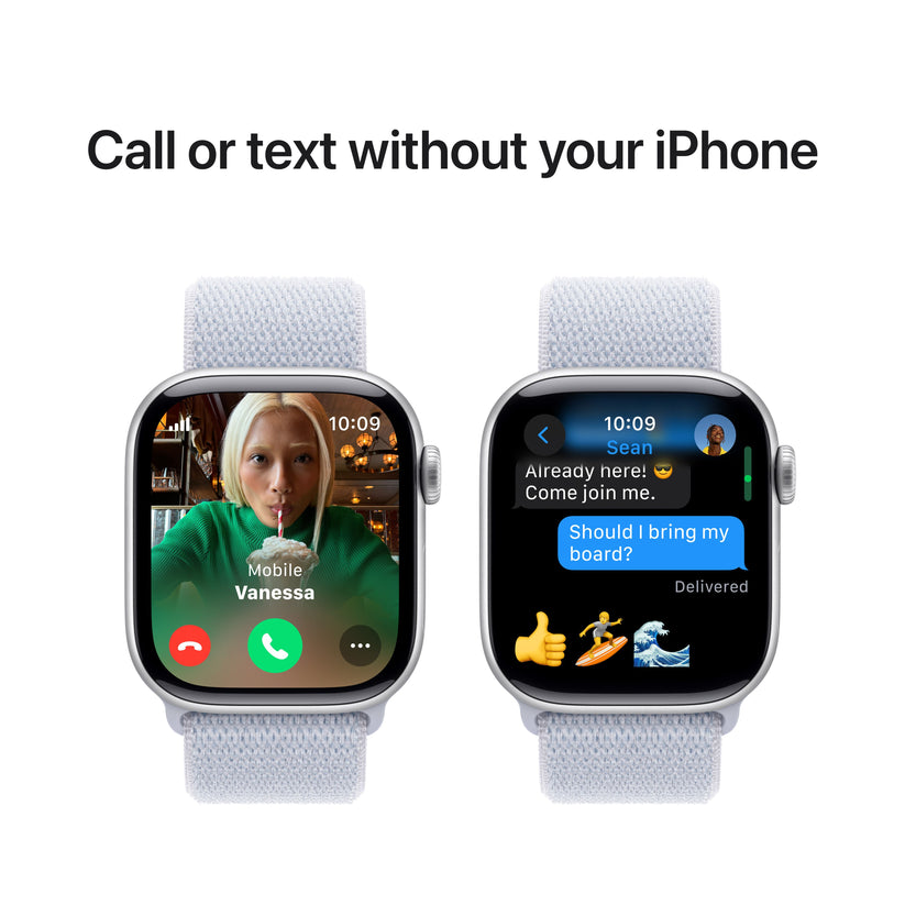 Apple Watch Series 10 GPS + Cellular 42mm Silver Aluminium Case with Blue Cloud Sport Loop - iSTYLE SI