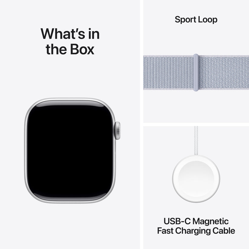 Apple Watch Series 10 GPS + Cellular 42mm Silver Aluminium Case with Blue Cloud Sport Loop - iSTYLE SI