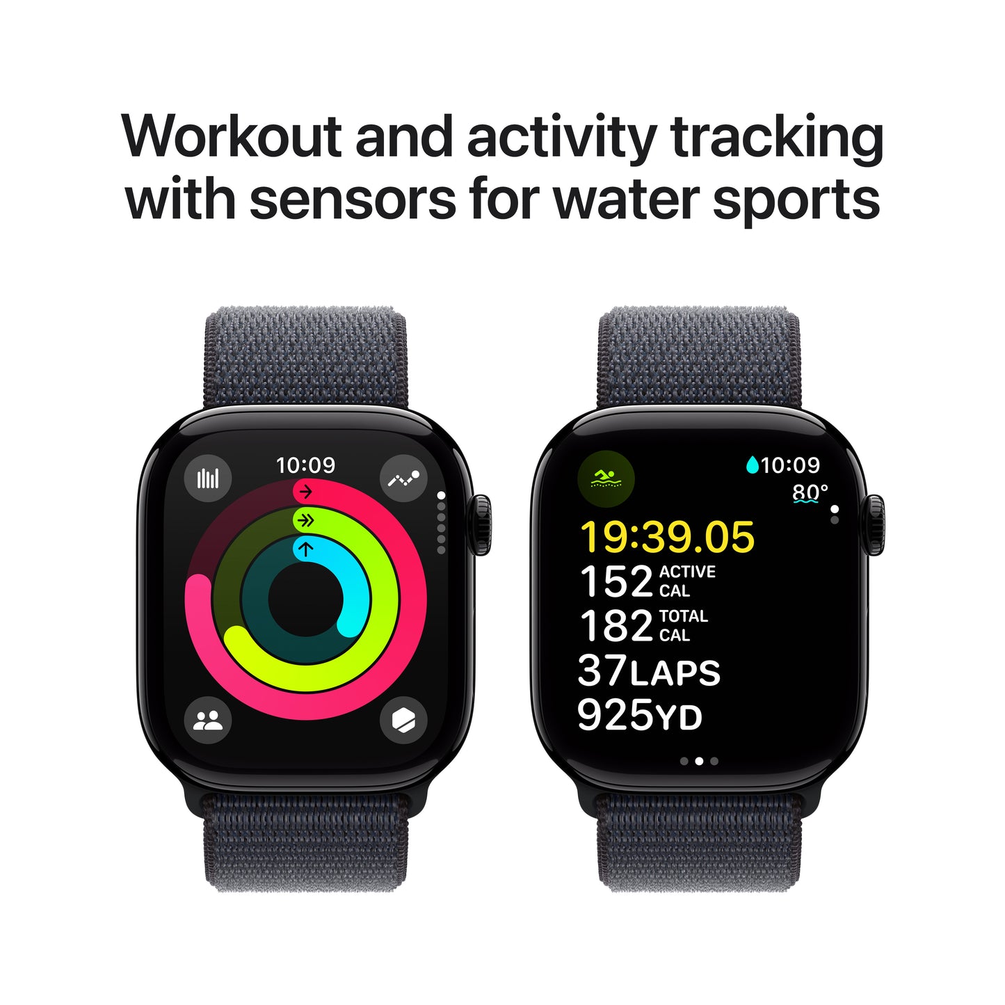 Apple Watch Series 10: GPS, 46mm, ohišje iz aluminija v intenzivno črni barvi, pašček Sport Loop v barvi črnila - iSTYLE SI