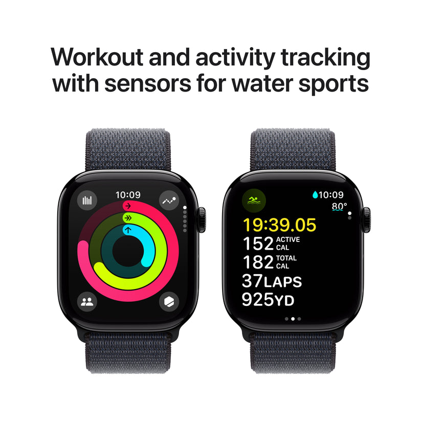 Apple Watch Series 10: GPS, 46mm, ohišje iz aluminija v intenzivno črni barvi, pašček Sport Loop v barvi črnila - iSTYLE SI