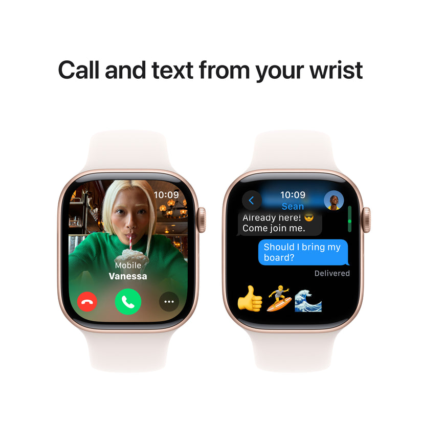 Apple Watch Series 10: GPS, 46mm, ohišje iz aluminija v rožnato zlati barvi, pašček Sport Band v barvi svetlega rdečila - S/M - iSTYLE SI