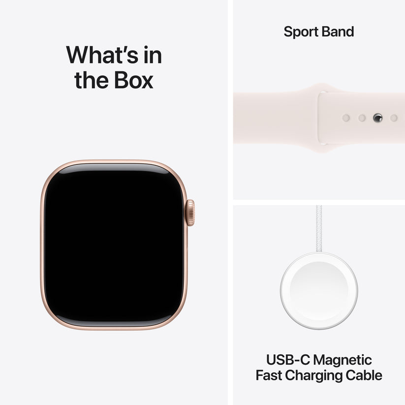 Apple Watch Series 10: GPS, 46mm, ohišje iz aluminija v rožnato zlati barvi, pašček Sport Band v barvi svetlega rdečila - S/M - iSTYLE SI