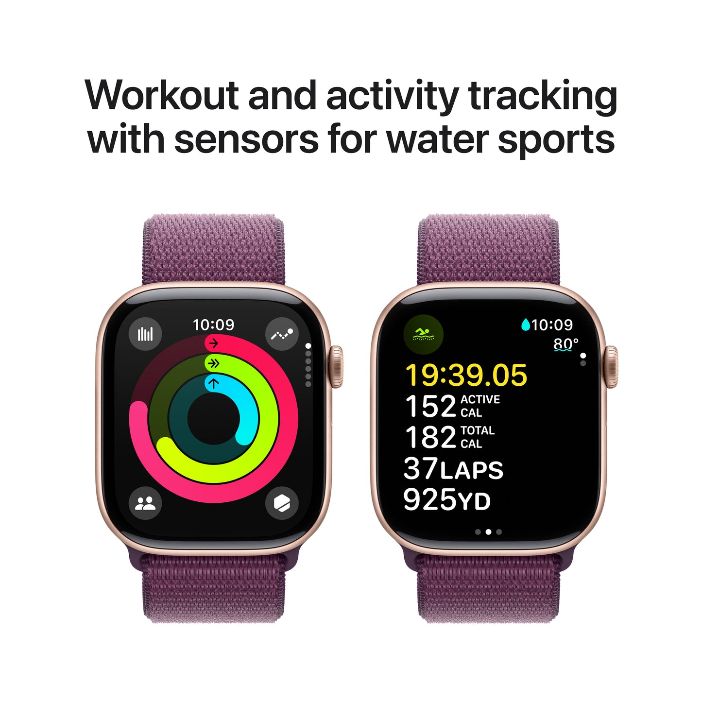 Apple Watch Series 10: GPS, 46mm, ohišje iz aluminija v rožnato zlati barvi, pašček Sport Loop v barvi slive - iSTYLE SI