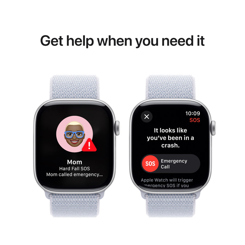 Apple Watch Series 10: GPS, 46mm, ohišje iz aluminija v srebrni barvi, pašček Sport Loop v barvi modrega oblaka - iSTYLE SI