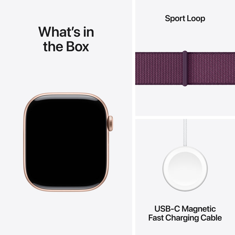 Apple Watch Series 10 GPS + Cellular 46mm Rose Gold Aluminium Case with Plum Sport Loop - iSTYLE SI