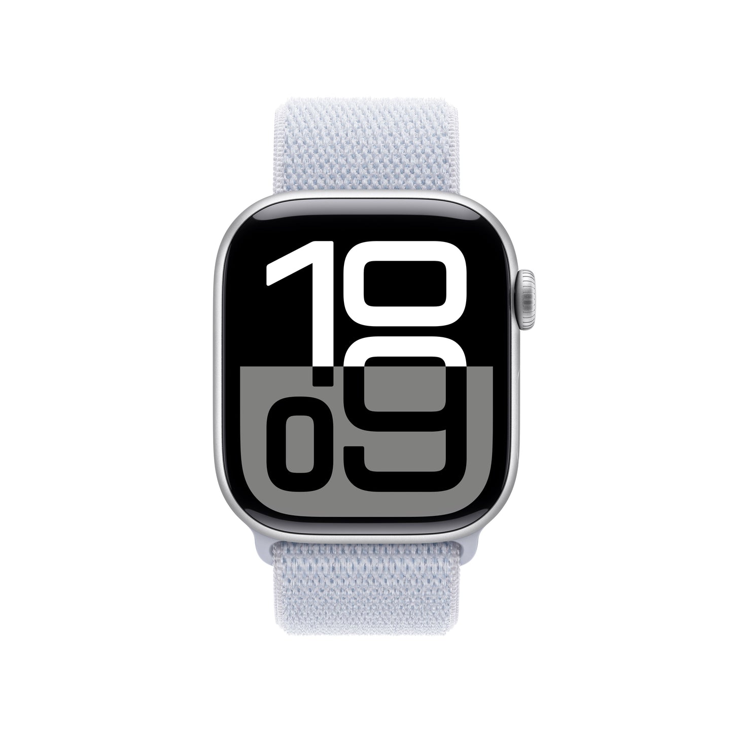 Apple Watch Series 10: GPS, 42mm, ohišje iz aluminija v srebrni barvi, pašček Sport Loop v barvi modrega oblaka - iSTYLE SI