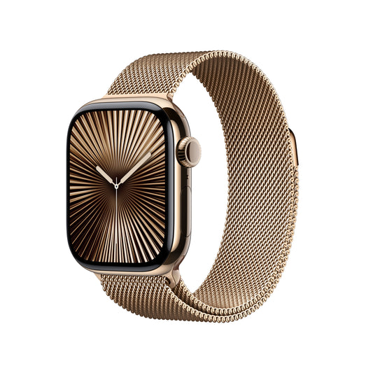Apple Watch Series 10 GPS + Cellular 42mm Gold Titanium Case with Gold Milanese Loop - iSTYLE SI