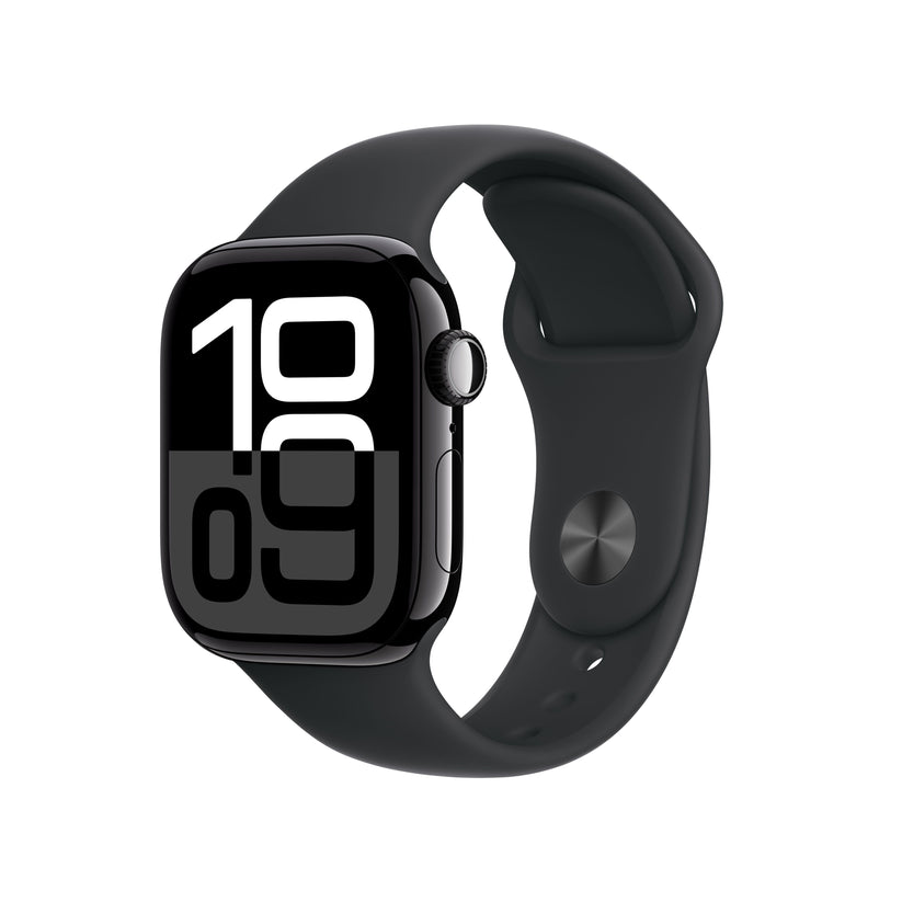 Apple Watch Series 10 GPS + Cellular 42mm Jet Black Aluminium Case with Black Sport Band - S/M - iSTYLE SI
