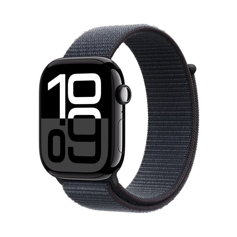 Apple Watch Series 10: GPS, 46mm, ohišje iz aluminija v intenzivno črni barvi, pašček Sport Loop v barvi črnila - iSTYLE SI