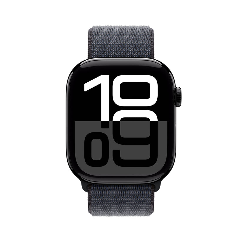 Apple Watch Series 10: GPS, 46mm, ohišje iz aluminija v intenzivno črni barvi, pašček Sport Loop v barvi črnila - iSTYLE SI