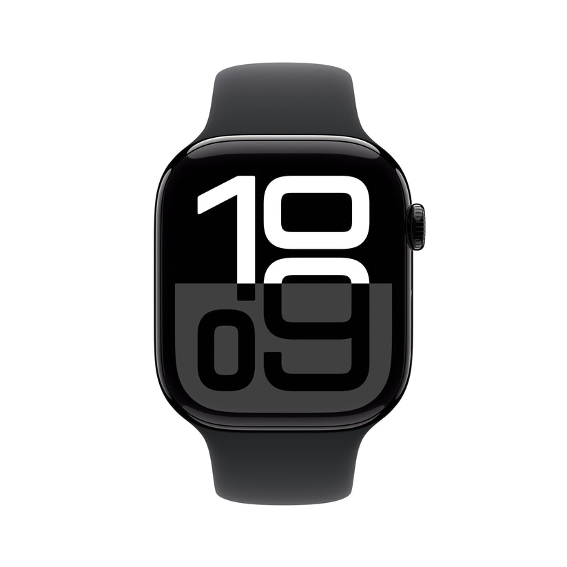 Apple Watch Series 10 GPS + Cellular 46mm Jet Black Aluminium Case with Black Sport Band - S/M - iSTYLE SI