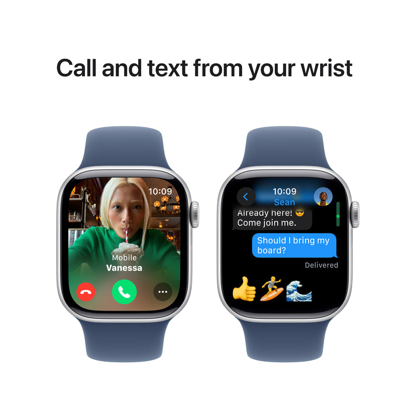 Apple Watch Series 10: GPS, 42mm, ohišje iz aluminija v srebrni barvi, pašček Sport Band v denim barvi - S/M - iSTYLE SI