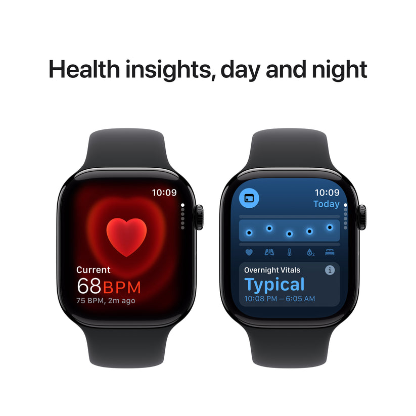 Apple Watch Series 10: GPS, 46mm, ohišje iz aluminija v intenzivno črni barvi, pašček Sport Band v črni barvi - S/M - iSTYLE SI
