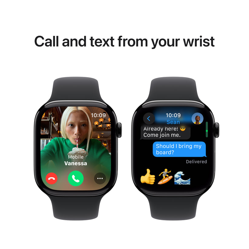 Apple Watch Series 10: GPS, 46mm, ohišje iz aluminija v intenzivno črni barvi, pašček Sport Band v črni barvi - S/M - iSTYLE SI