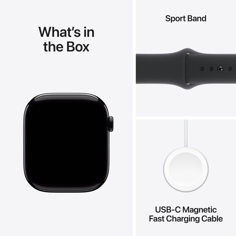 Apple Watch Series 10: GPS, 46mm, ohišje iz aluminija v intenzivno črni barvi, pašček Sport Band v črni barvi - S/M - iSTYLE SI