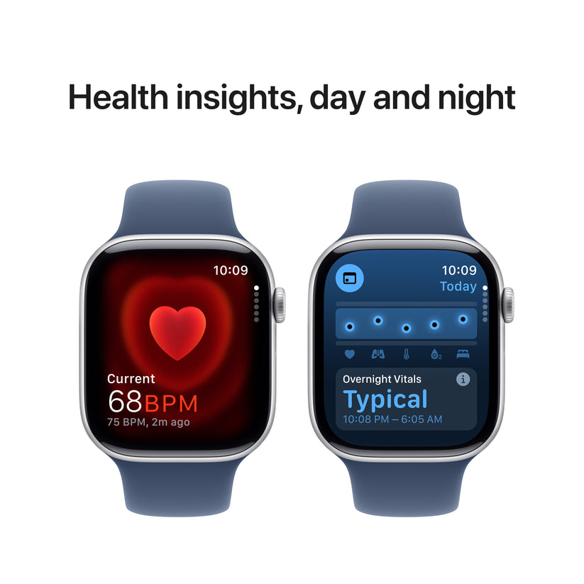 Apple Watch Series 10: GPS, 46mm, ohišje iz aluminija v srebrni barvi, pašček Sport Band v denim barvi - S/M - iSTYLE SI