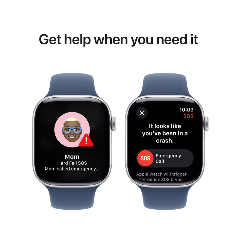 Apple Watch Series 10: GPS, 46mm, ohišje iz aluminija v srebrni barvi, pašček Sport Band v denim barvi - S/M - iSTYLE SI