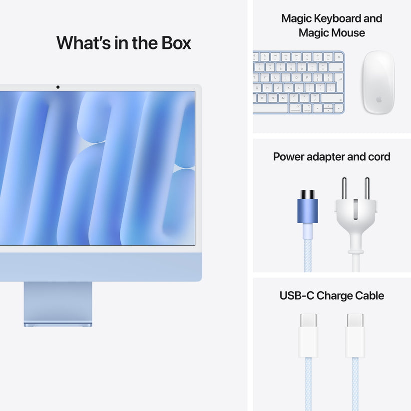 iMac 24 z zaslonom Retina 4,5K: M4 z 8‑jedrno CPE in 8‑jedrno GPE, 256 GB SSD - moder - iSTYLE SI