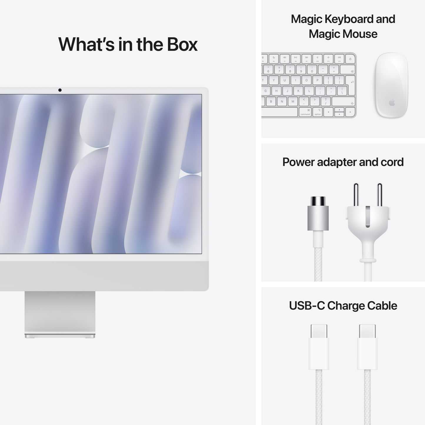 iMac 24 z zaslonom Retina 4,5K: M4 z 8‑jedrno CPE in 8‑jedrno GPE, 256 GB SSD - srebrn - iSTYLE SI