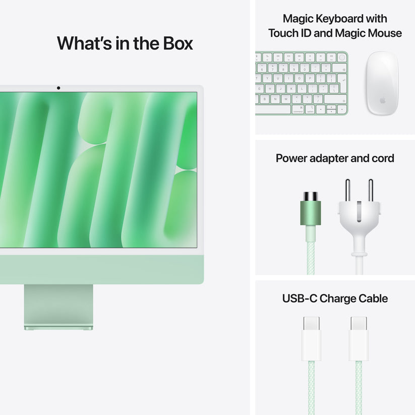 iMac 24 z zaslonom Retina 4,5K: M4 z 10‑jedrno CPE in 10‑jedrno GPE, 512 GB SSD - zelen - iSTYLE SI