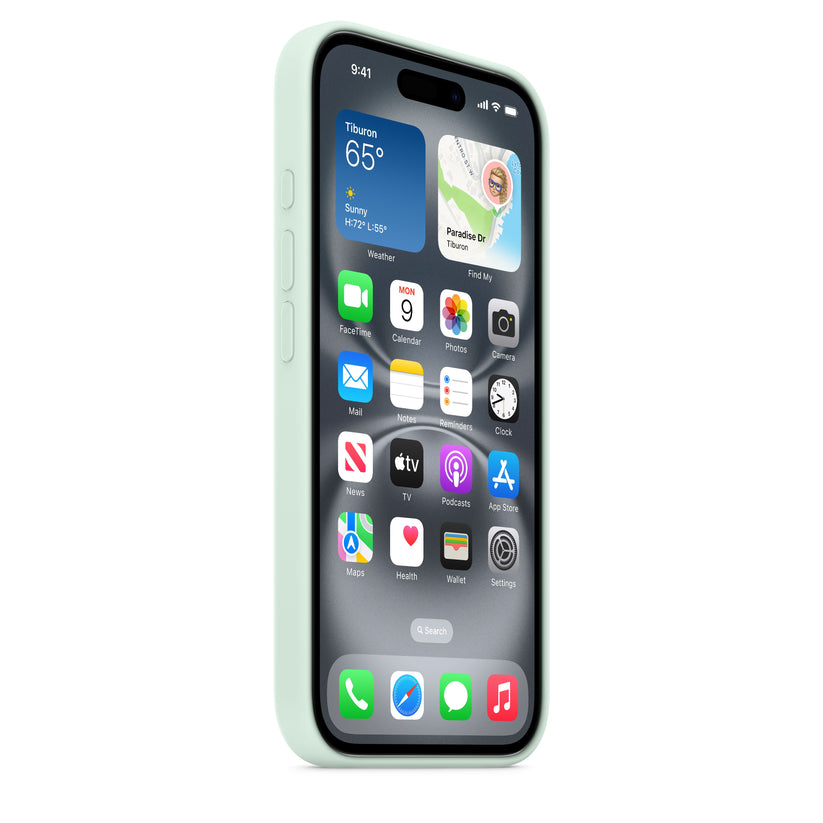 Apple silikonski ovitek z MagSafe za iPhone 16 - akvamarin - iSTYLE SI