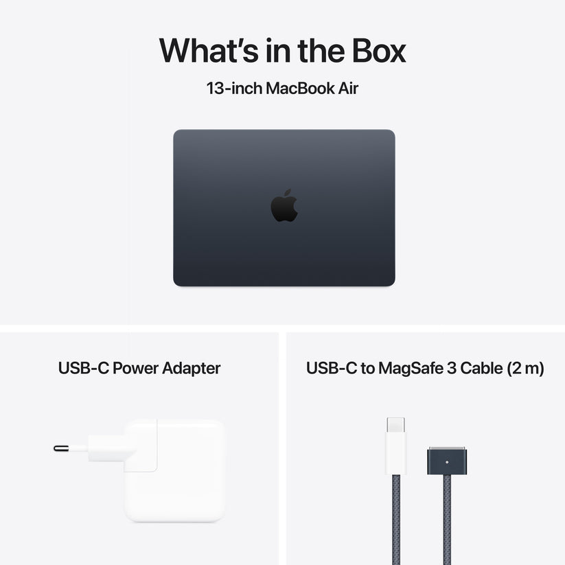 MacBook Air 13 CTO: Čip Apple M4 z 10-jedrno CPE in 10-jedrno GPE, 256 GB SSD, 24 GB RAM, Slovenski - Polnočna