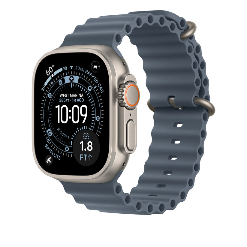 49mm Anchor Blue Ocean Band Extension - Natural Titanium Finish - iSTYLE SI