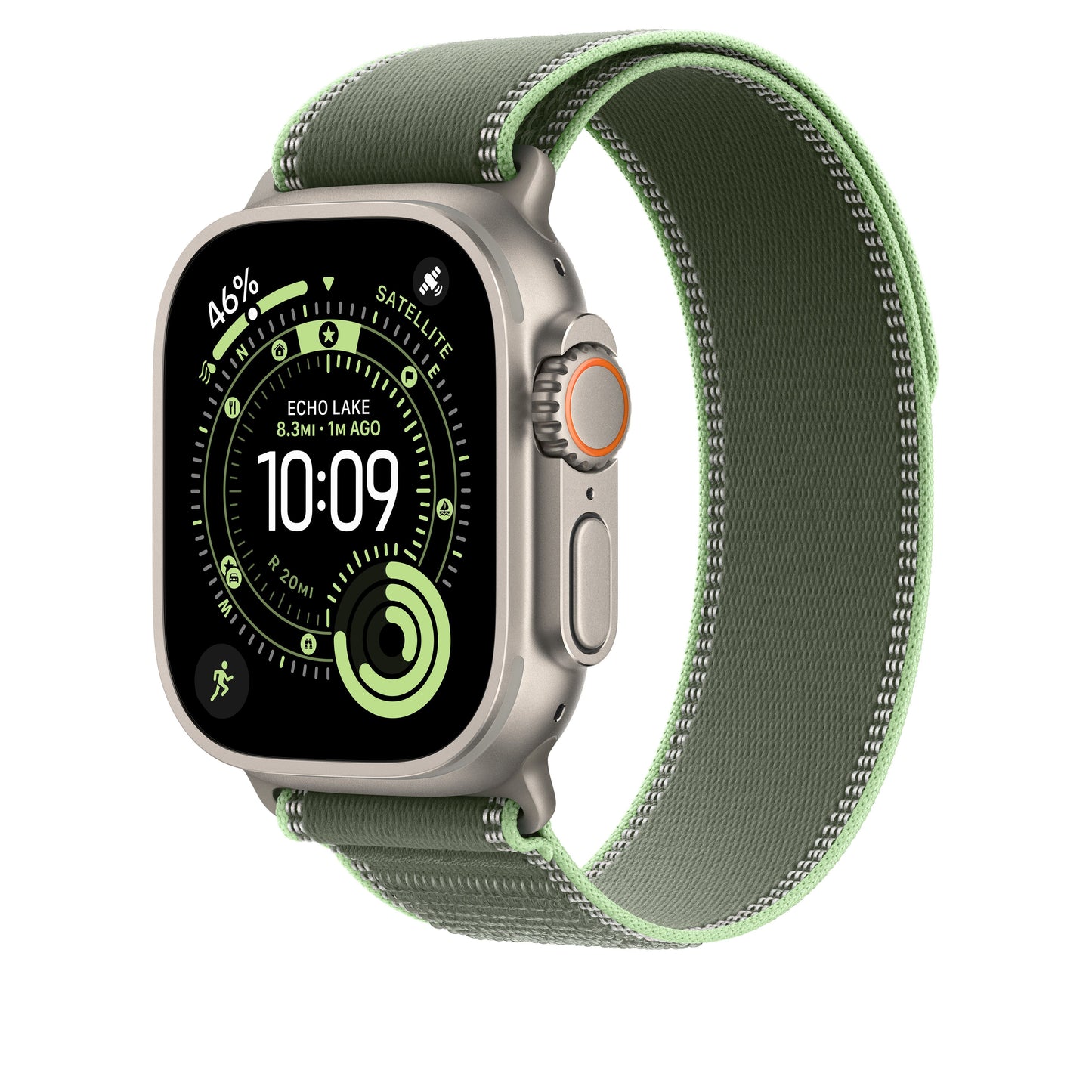 49mm Green/Neon Trail Loop – M/L - Natural Titanium Finish - iSTYLE SI