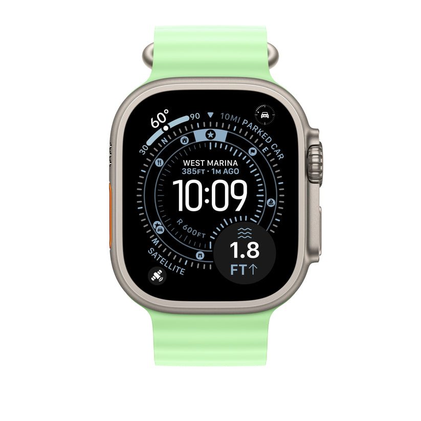 49mm Neon Green Ocean Band Extension - Natural Titanium Finish - iSTYLE SI