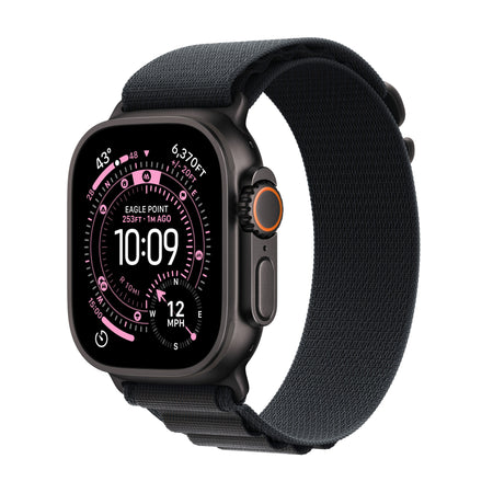 Apple Watch Ultra 3 GPS + Cellular 49mm Black Titanium Case with Black Alpine Loop - Large
